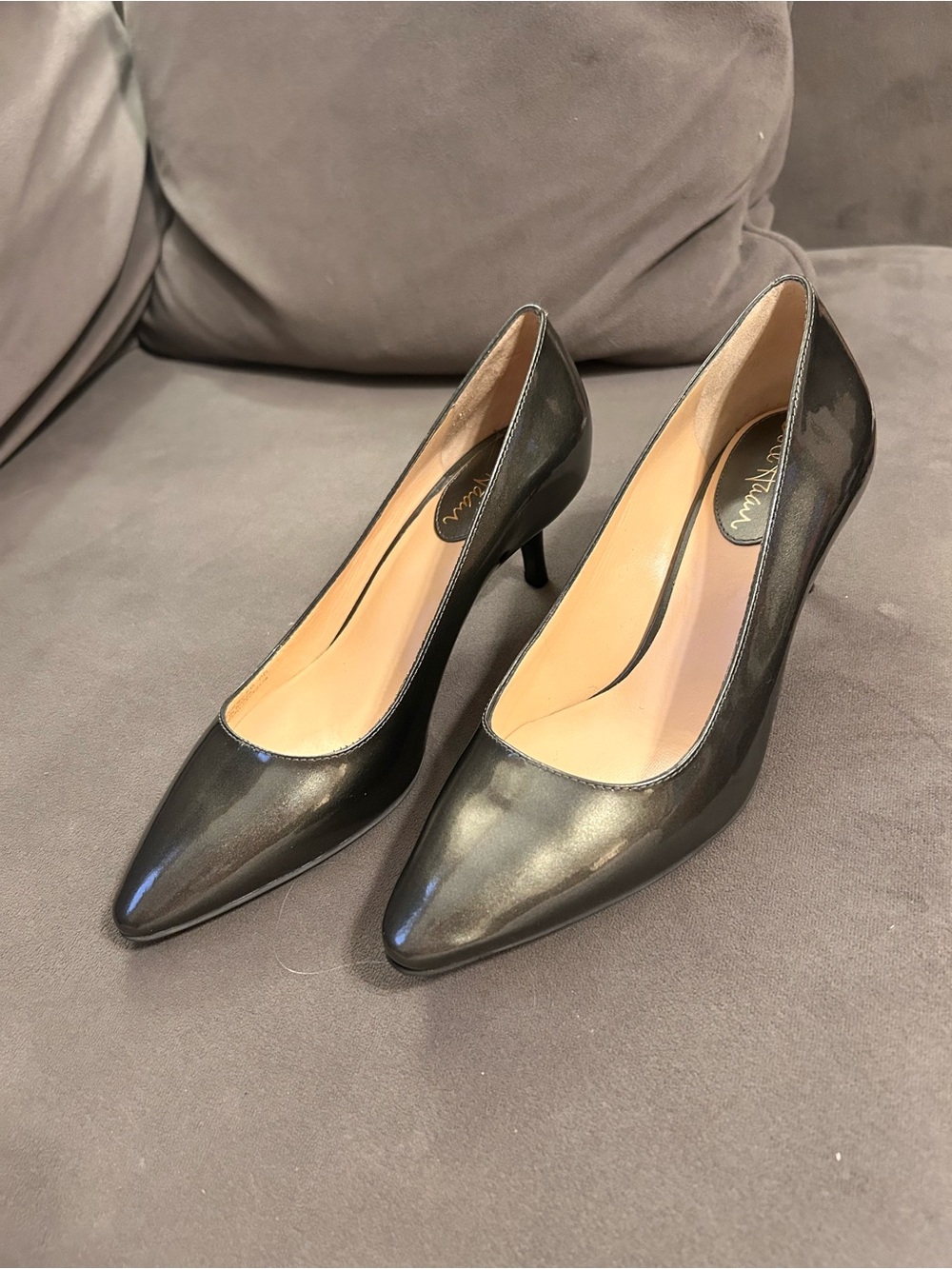 Cole Haan Miranda pumps metallic pewter finish, pointed toe size 6B